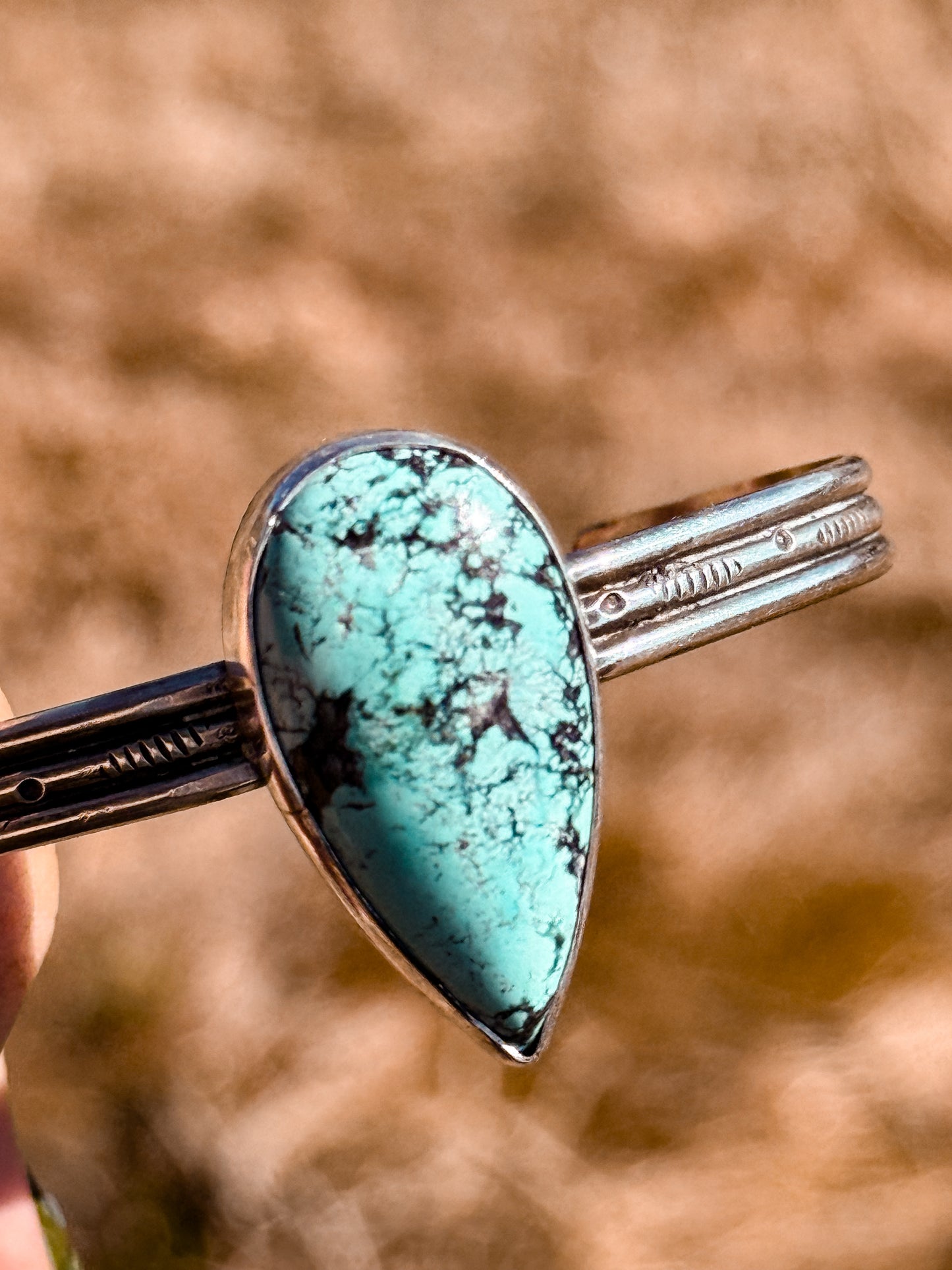 Hand Stamped Turquoise Cuff