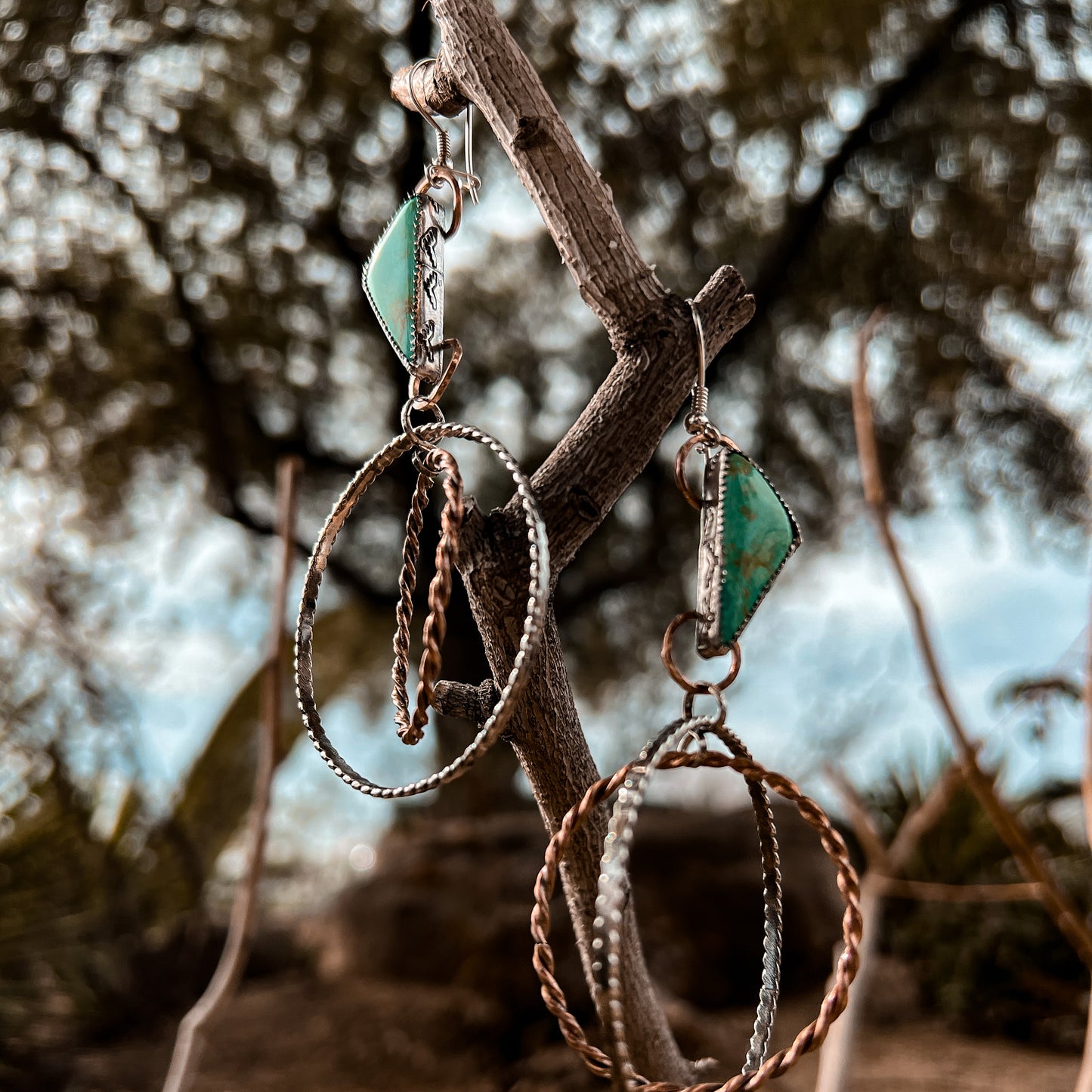 Tyrone Turquoise Double Hoop Earrings