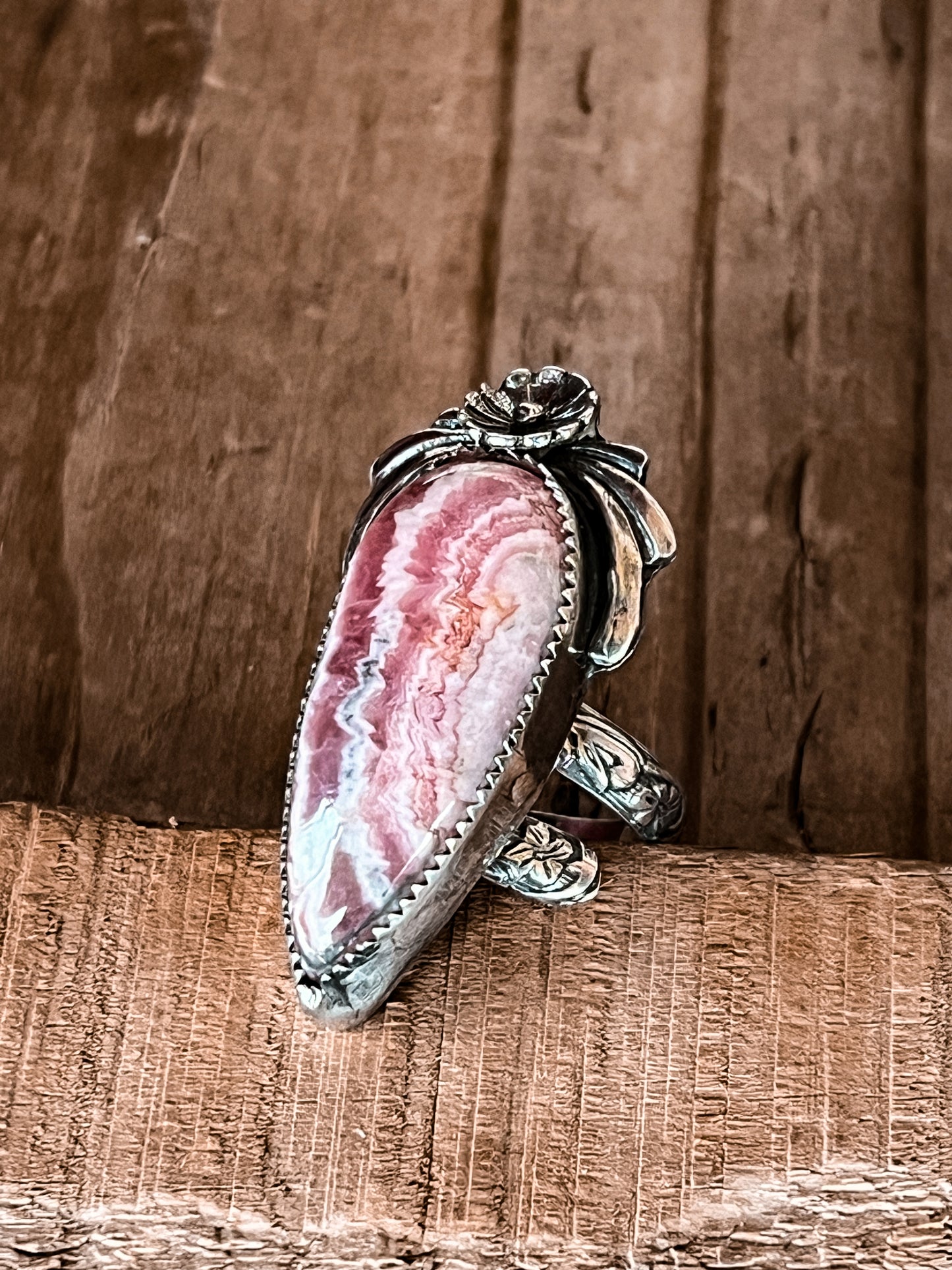 Soft Pink Rhodochrosite Ring