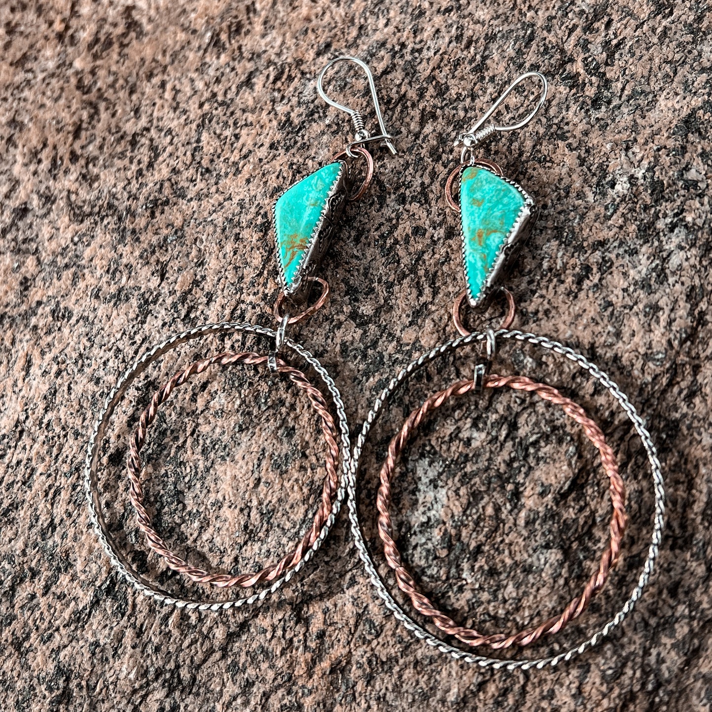 Tyrone Turquoise Double Hoop Earrings