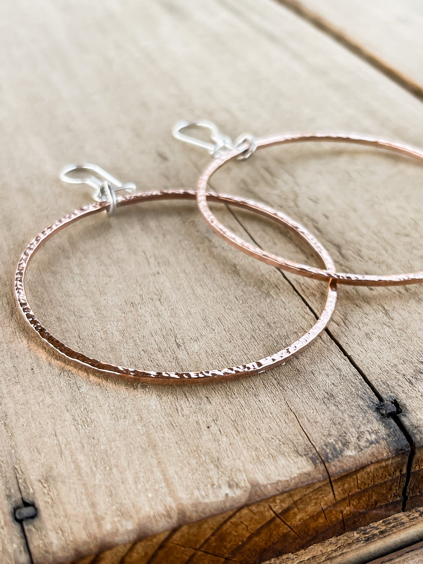 Hammered Copper Hoops