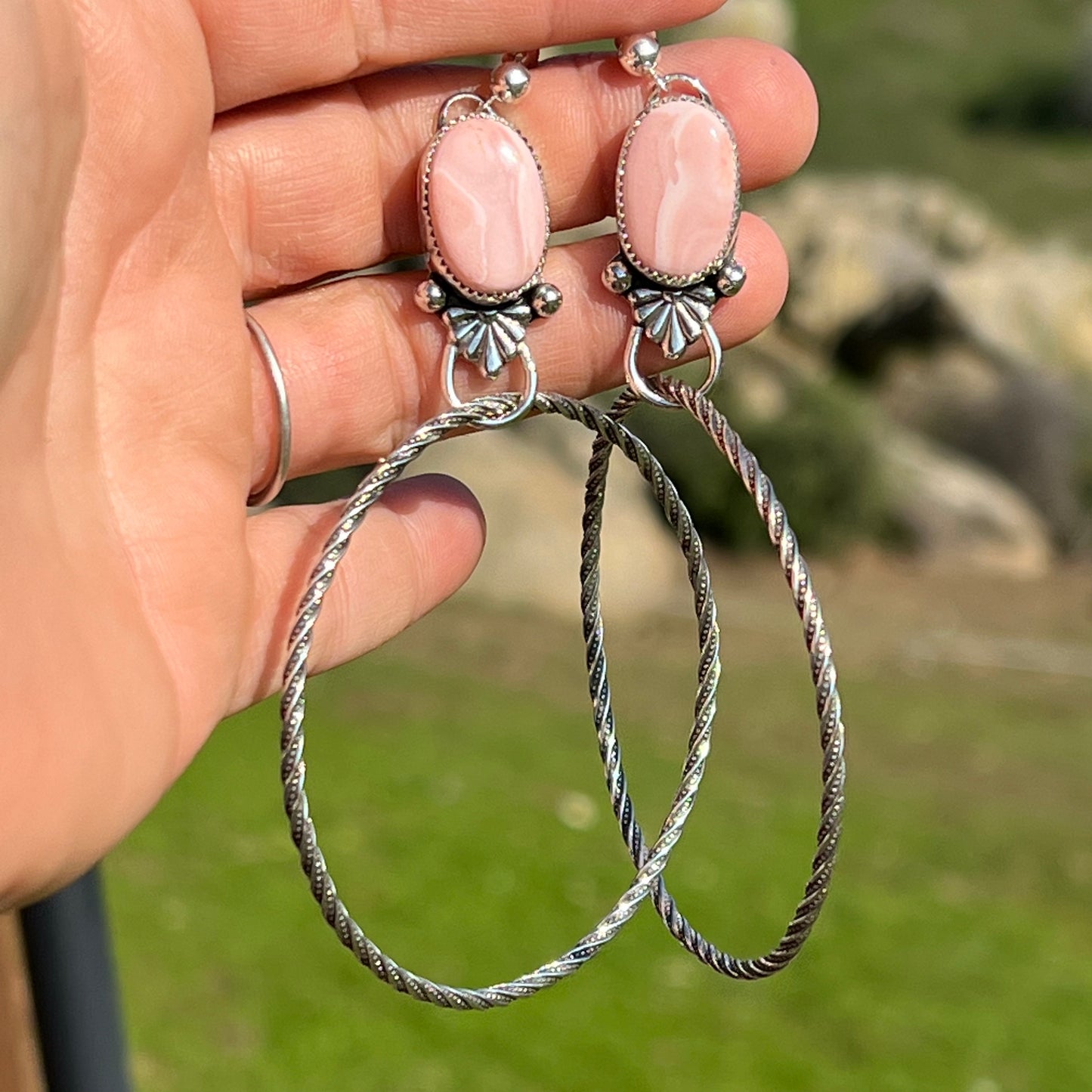 Pink Australian Opal Earrings