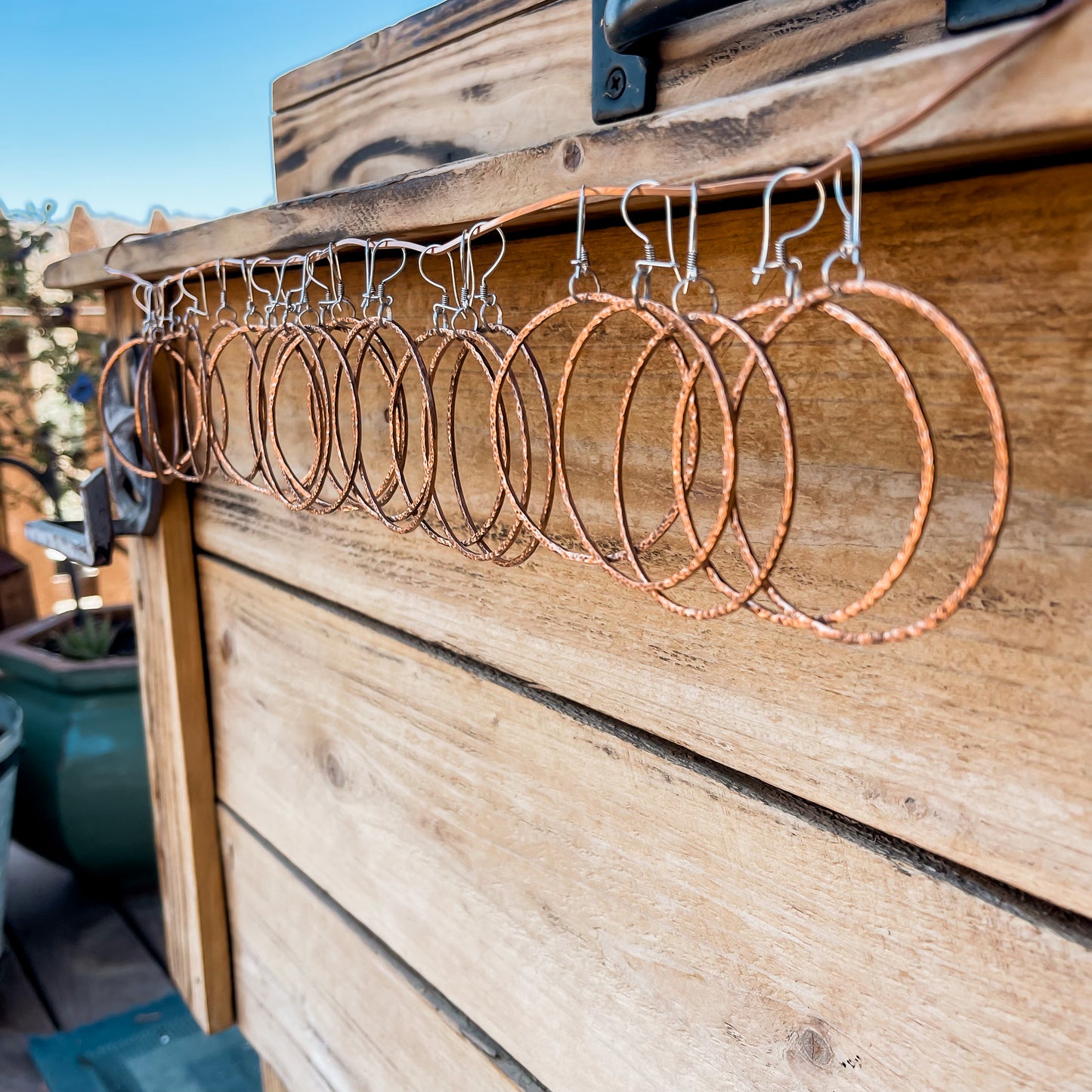 Hammered Copper Hoops