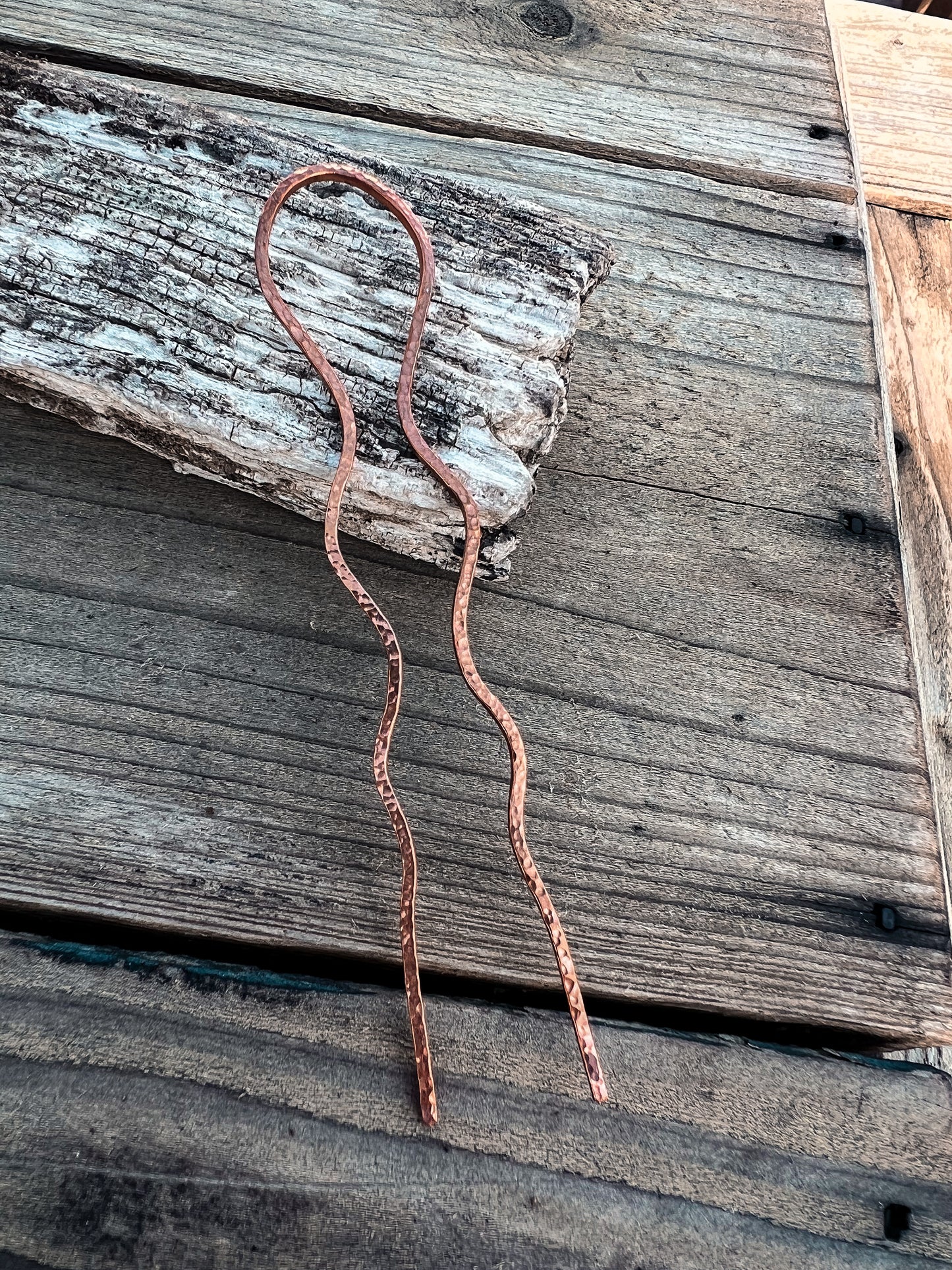Hammered Copper Hair Fork