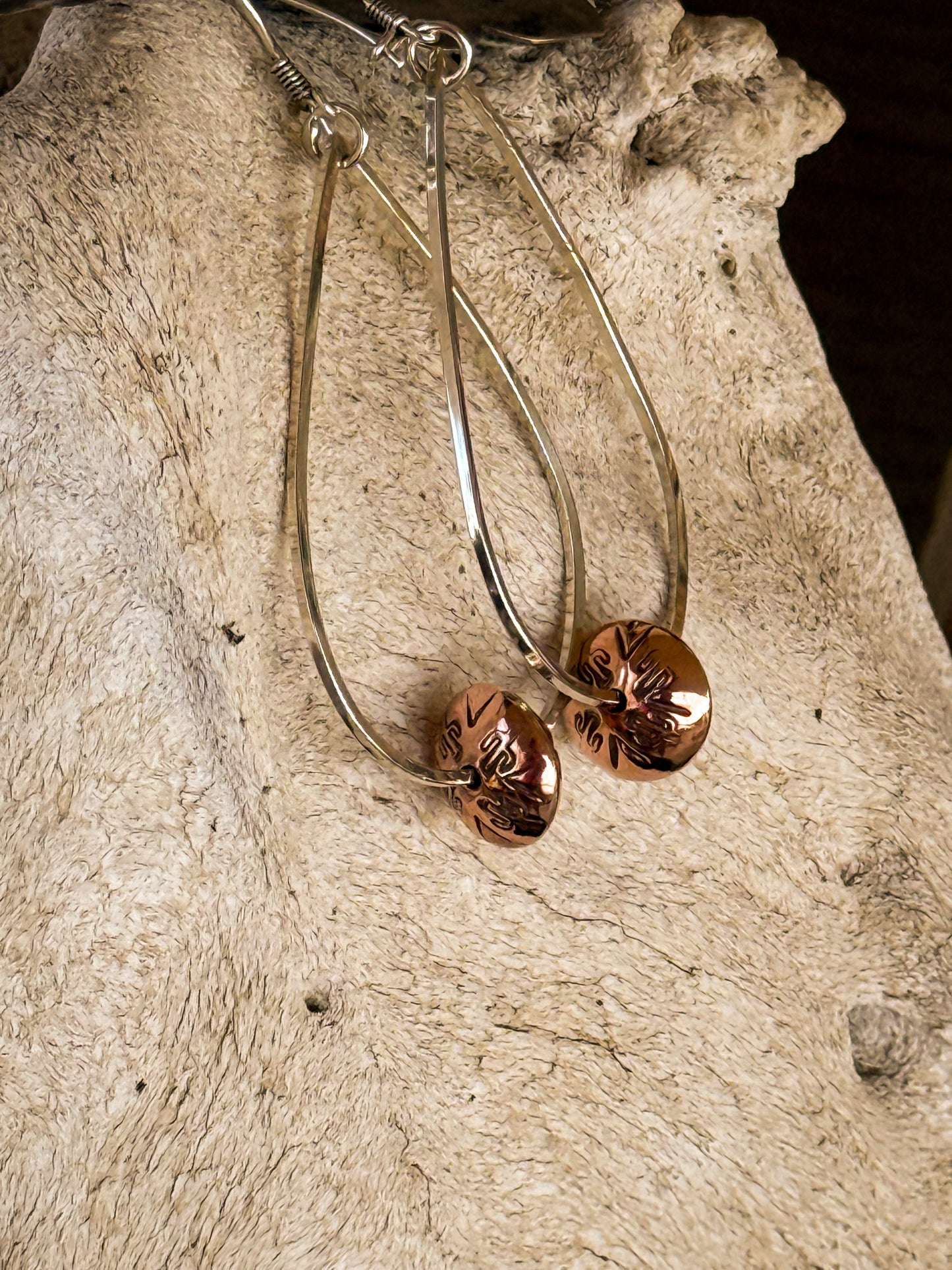 Cactus Stamped Mountain Pearl Dewdrop Earrings