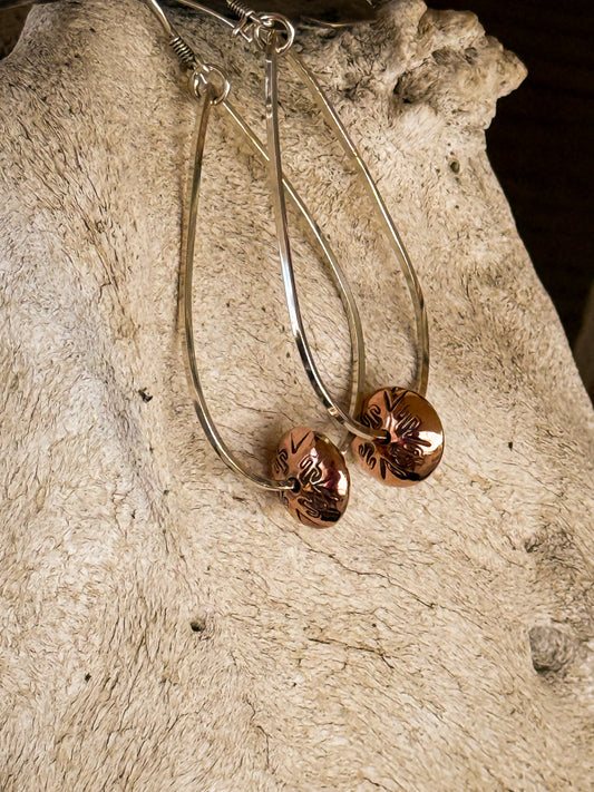 Cactus Stamped Mountain Pearl Dewdrop Earrings