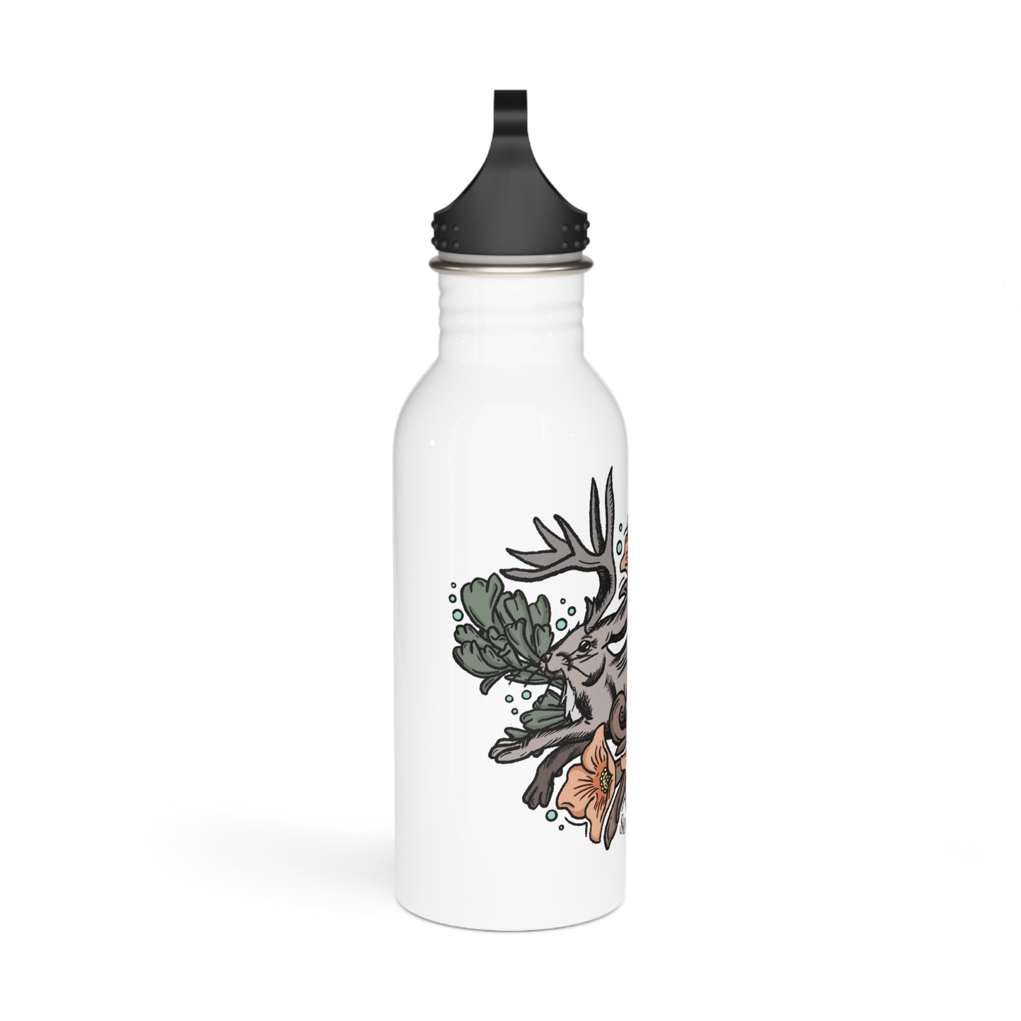 Deer & Wildflowers Stainless Steel Water Bottle