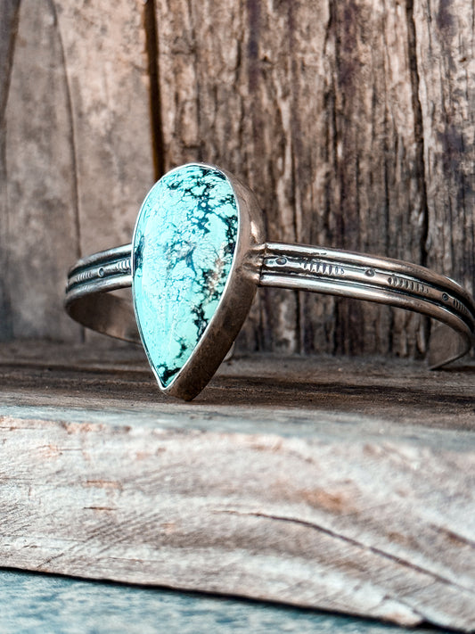 Hand Stamped Turquoise Cuff