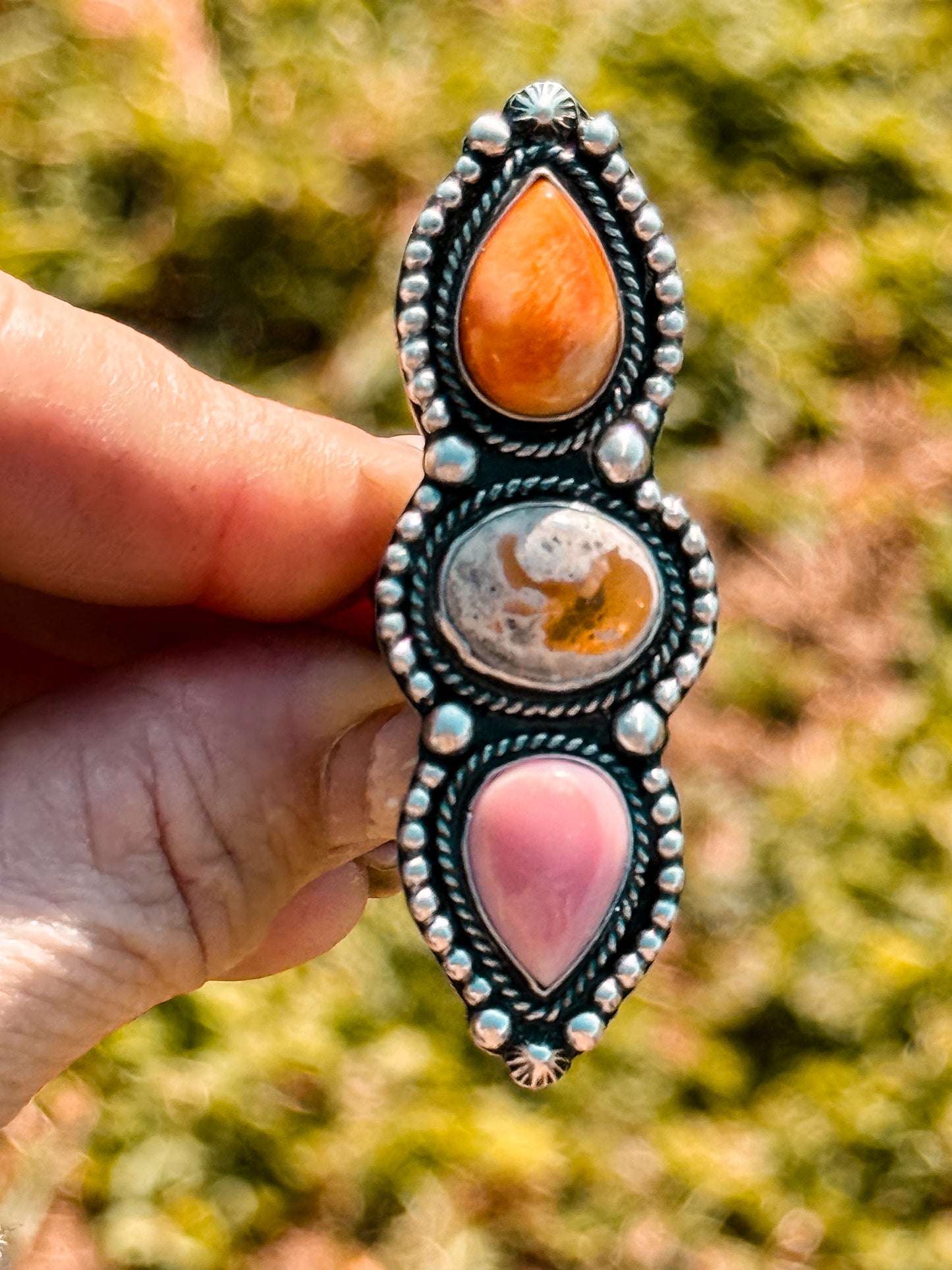 Cantera Opal, Spiny Oyster & Pink Conch Ring