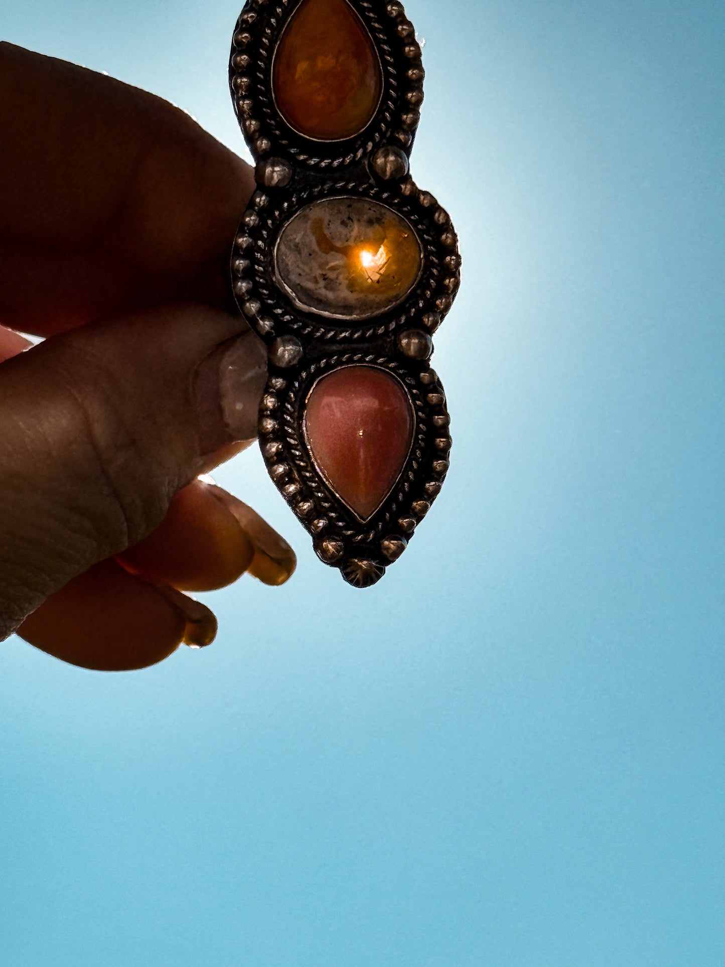 Cantera Opal, Spiny Oyster & Pink Conch Ring