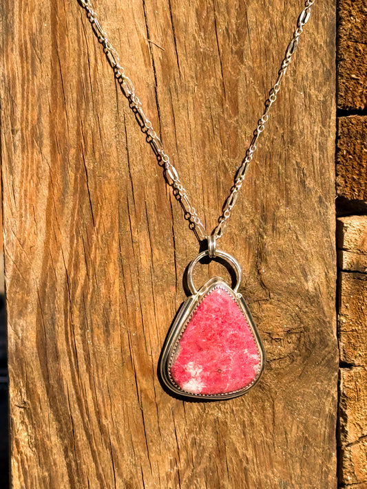 Sterling Silver & Pink Thulite Necklace  