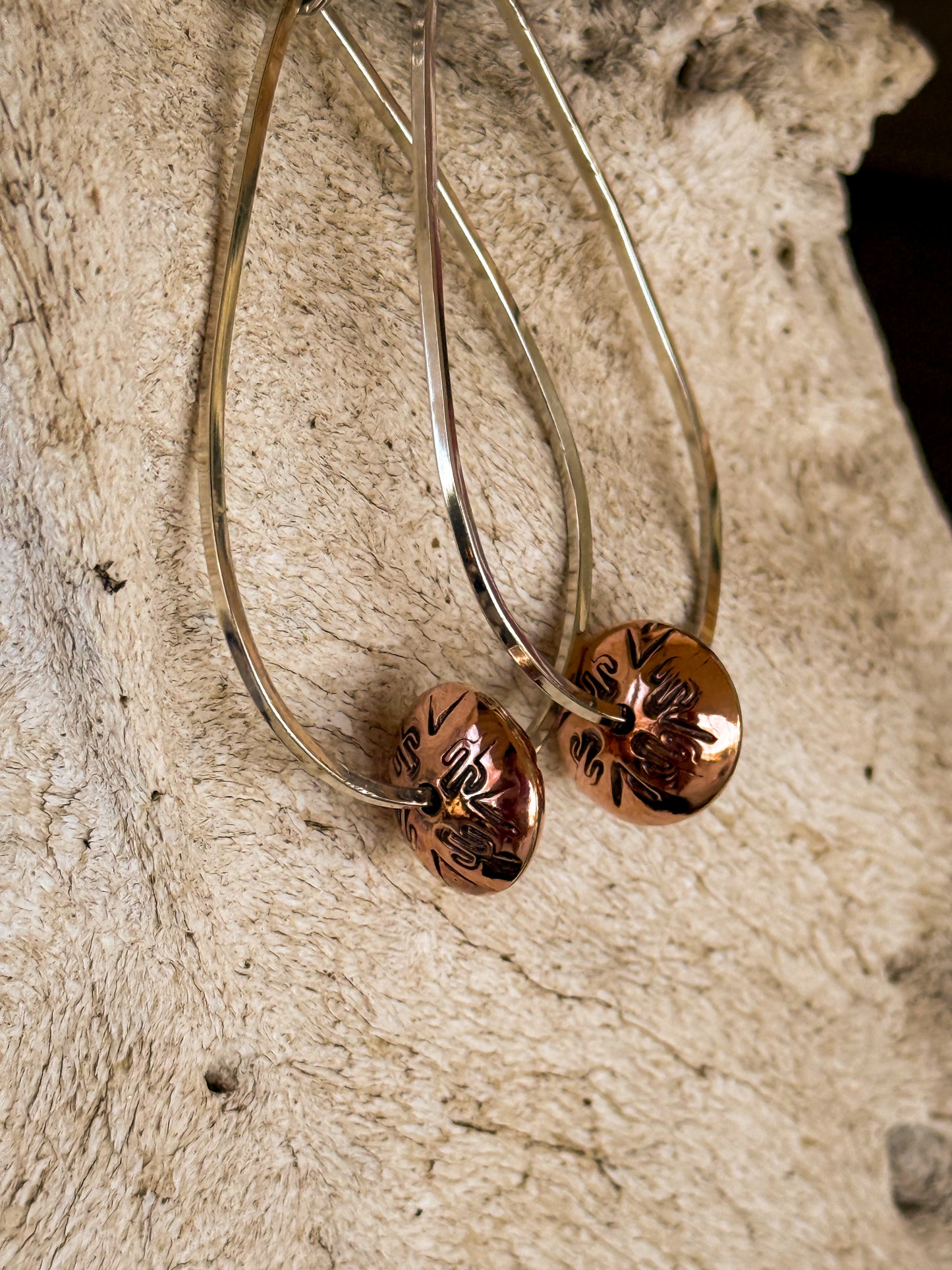 Cactus Stamped Mountain Pearl Dewdrop Earrings