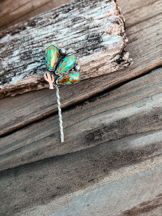 Turquoise and Cactus Hatband Hook