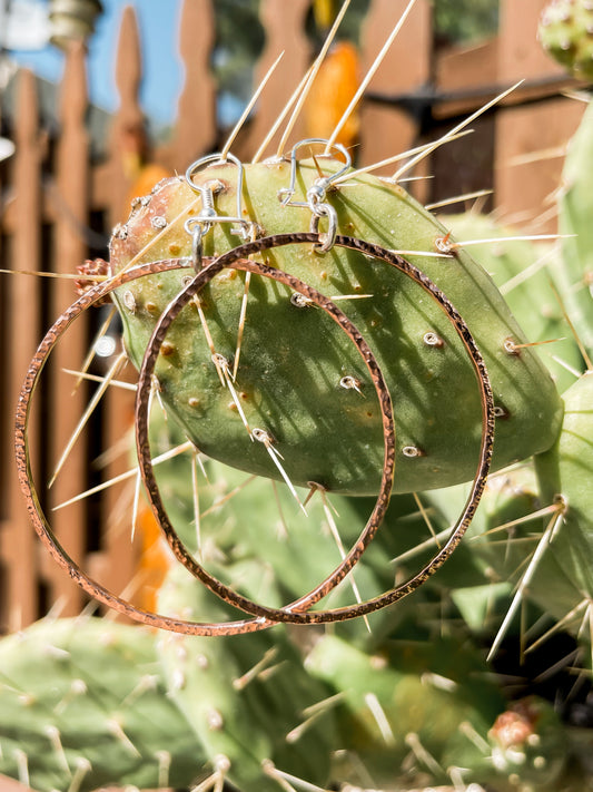 Hammered Copper Hoops