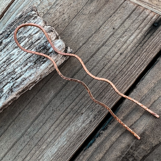 Hammered Copper Hair Fork