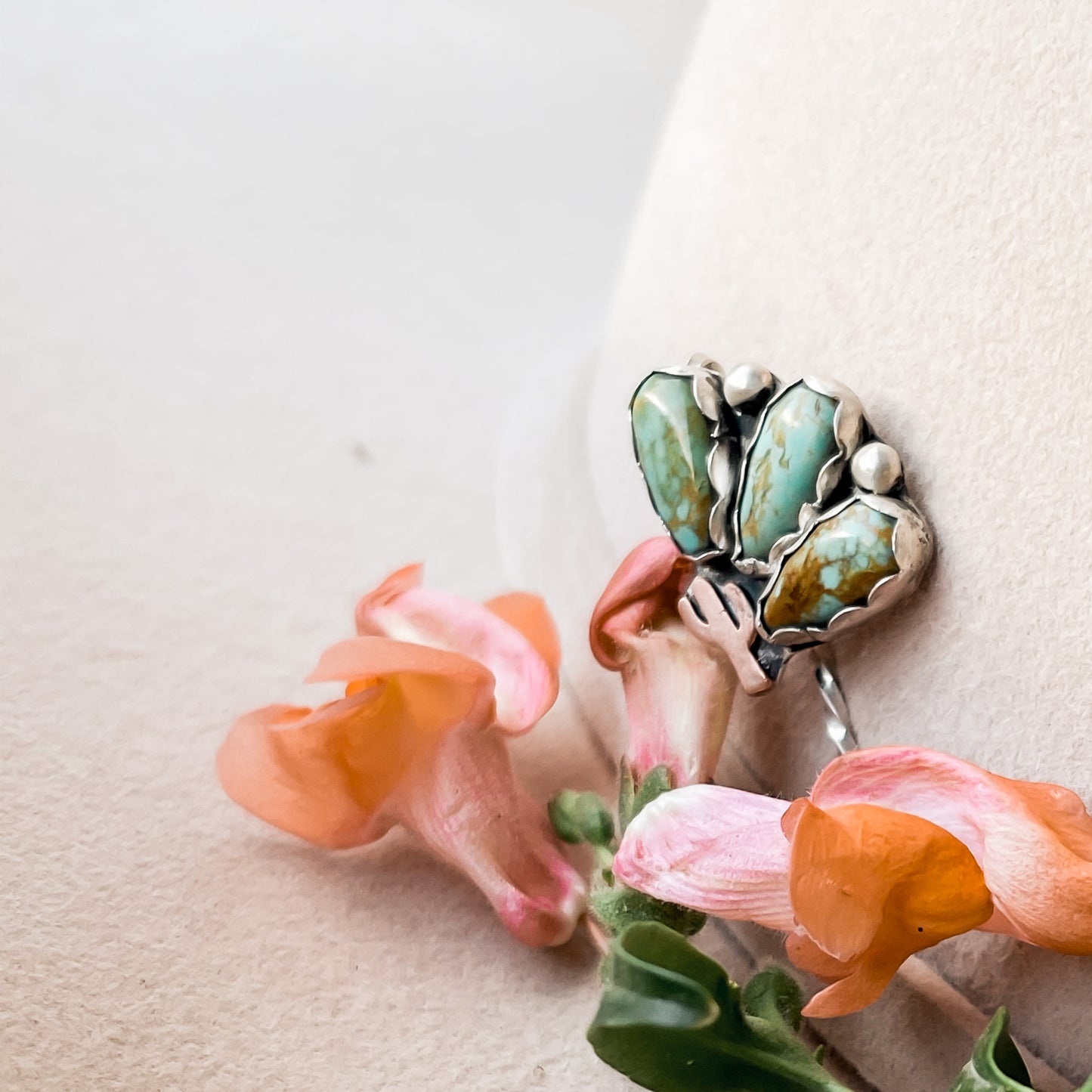 Turquoise and Cactus Hatband Hook