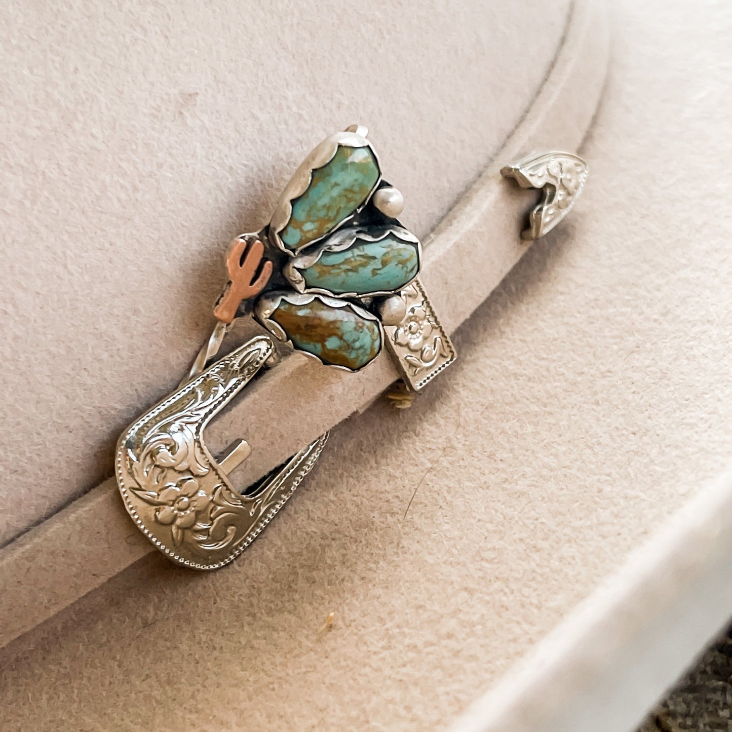 Turquoise and Cactus Hatband Hook